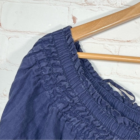 Polo Ralph Lauren 100% Linen Off Shoulder Boat Neck Top Womens Large Blue - Picture 5 of 13